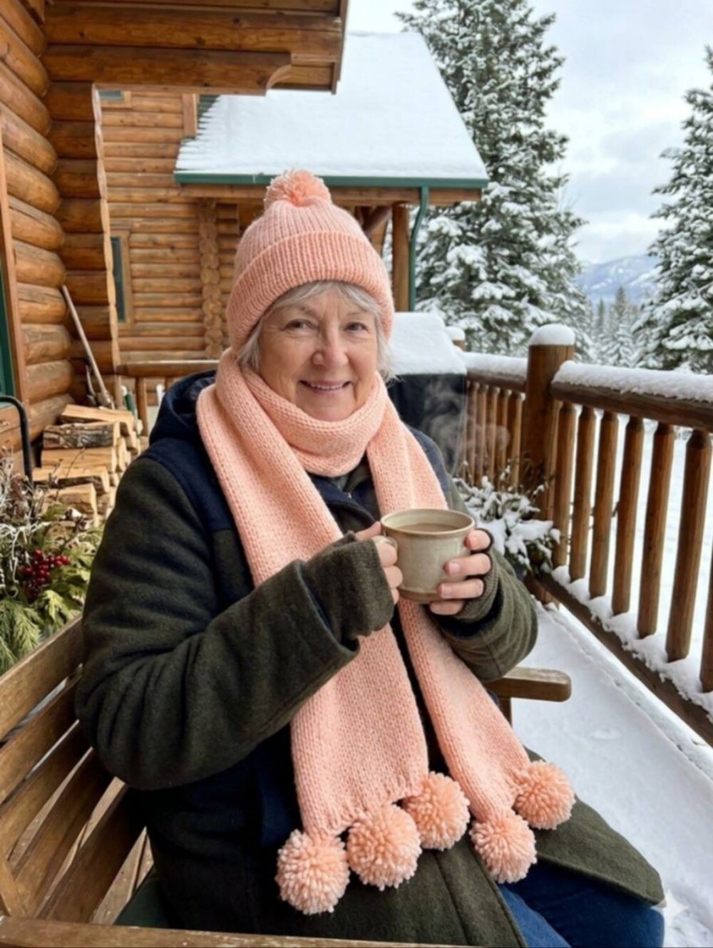 Cozy Pink Pom-Pom Knit Hat and Scarf Set - Soft Winter Accessories
